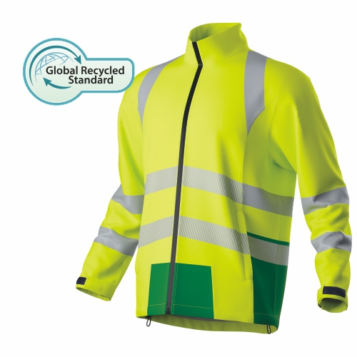 grs recycled hi vis performance softshell jacket