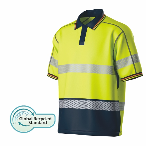 grs recycled hi vis two tone polo shirt
